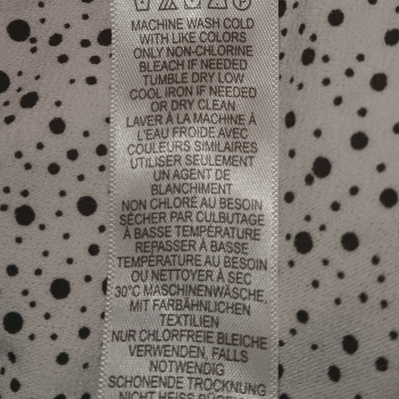 Adrianna Papell Blouse XL Woman’s Size L White Black Polka Dot Short Sleeve - Picture 5 of 6